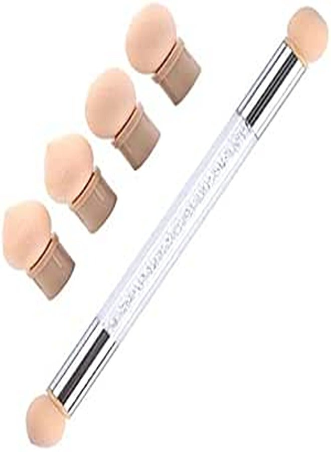 Coslifestore- Sponge Nail Art, Ombre brush Tool Pen Dual Head Nail Sponge Brush Picking Dotting Gradient Ombre Nail Pen Brush with 4 Replacement Heads