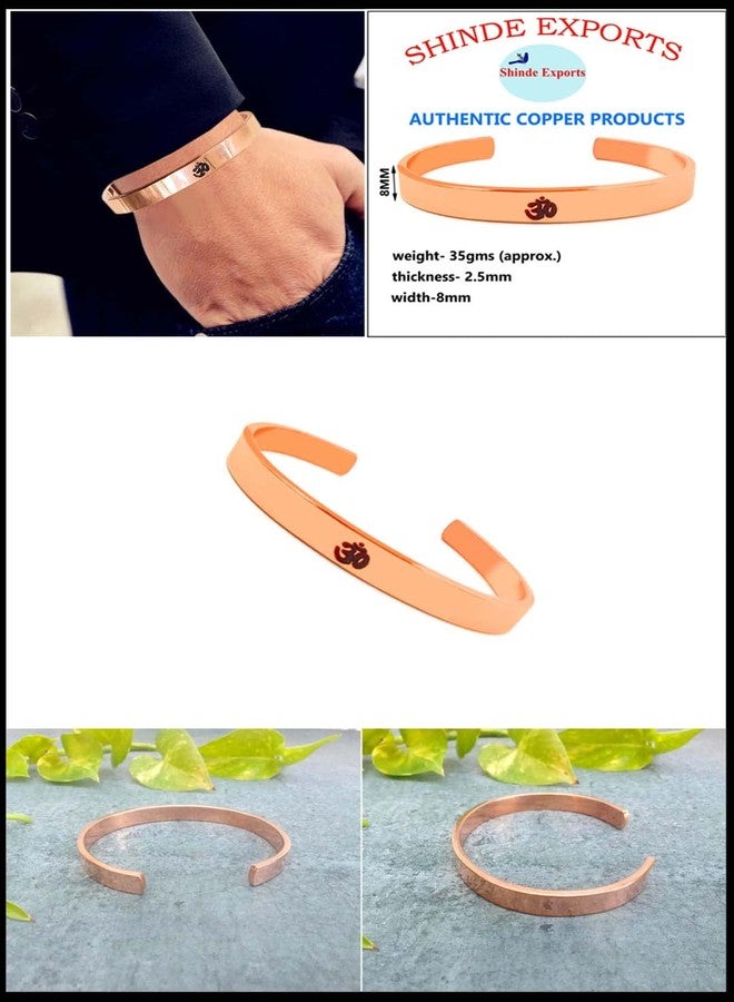SHINDE EXPORTS pure copper kada for men/copper kada/copper bracelet for men pure (OM etching copper) - Image 4
