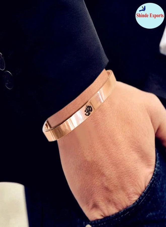 SHINDE EXPORTS pure copper kada for men/copper kada/copper bracelet for men pure (OM etching copper) - Image 3