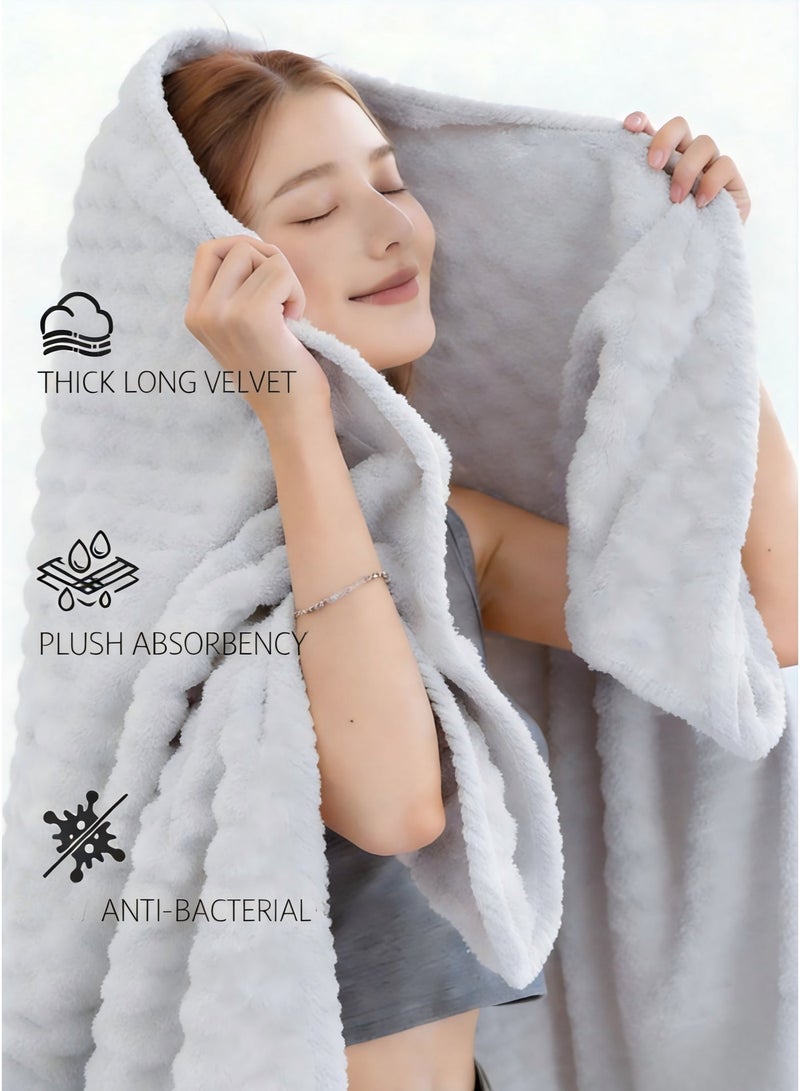 MOOCO Bath Towel Large,Bath Towel Set -3PCS Includes ( 90*170CM )Bath Towel,(35*75CM) Hand Towel,(25*65CM) Bath Cap,Quick Dry Highly Absorbent Thick Bathroom Soft Hotel Towels for Bath And Spa,Bathroom Towels Set is Soft and Gentle,Highly Absorbent,Gray,Bath Towel 90*170CM,Bath Towel for Men/Women - Image 4