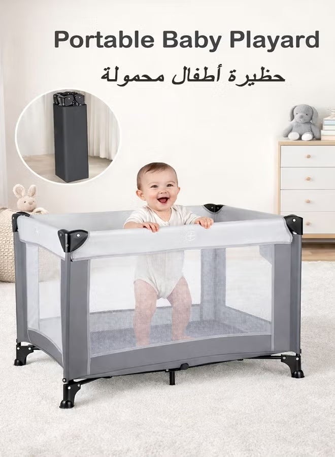 TAKHTEELA 2 In 1 Baby Crib, Portable Playard, Foldable Travel Bed Playpen, Travel Crib Nursery Center for Infant with Removable Comfortable Mattress and Carry Bag - Image 1