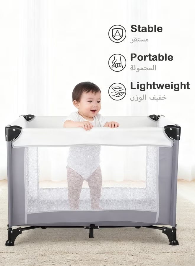 TAKHTEELA 2 In 1 Baby Crib, Portable Playard, Foldable Travel Bed Playpen, Travel Crib Nursery Center for Infant with Removable Comfortable Mattress and Carry Bag - Image 5