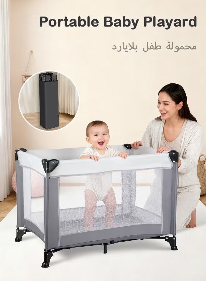 TAKHTEELA 2 In 1 Baby Crib, Portable Playard, Foldable Travel Bed Playpen, Travel Crib Nursery Center for Infant with Removable Comfortable Mattress and Carry Bag - Image 3