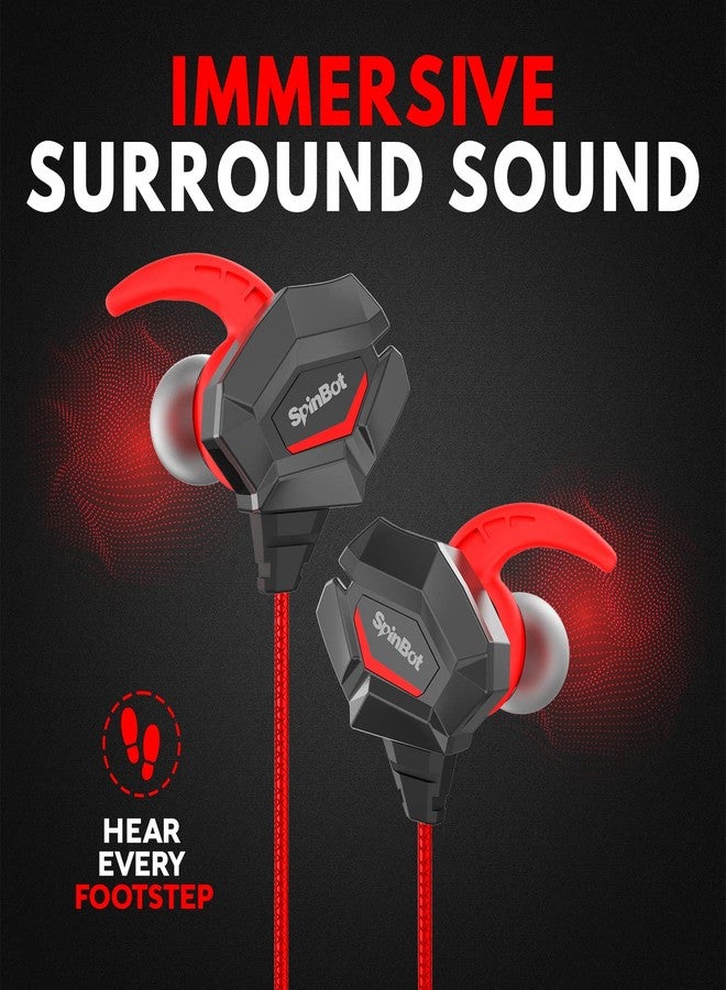 SpinBot سماعات SpinBot BattleBudz W20 للألعاب السلكية مع ميكروفون مزدوج | ميكروفون قابل للفصل، محركات مخصصة للألعاب بحجم 10 مم، أطراف أذن على شكل زعنفة سمكة القرش للهواتف المحمولة، الكمبيوتر/اللابتوب، Xbox One، PS4، PS5 (أحمر) - Image 5