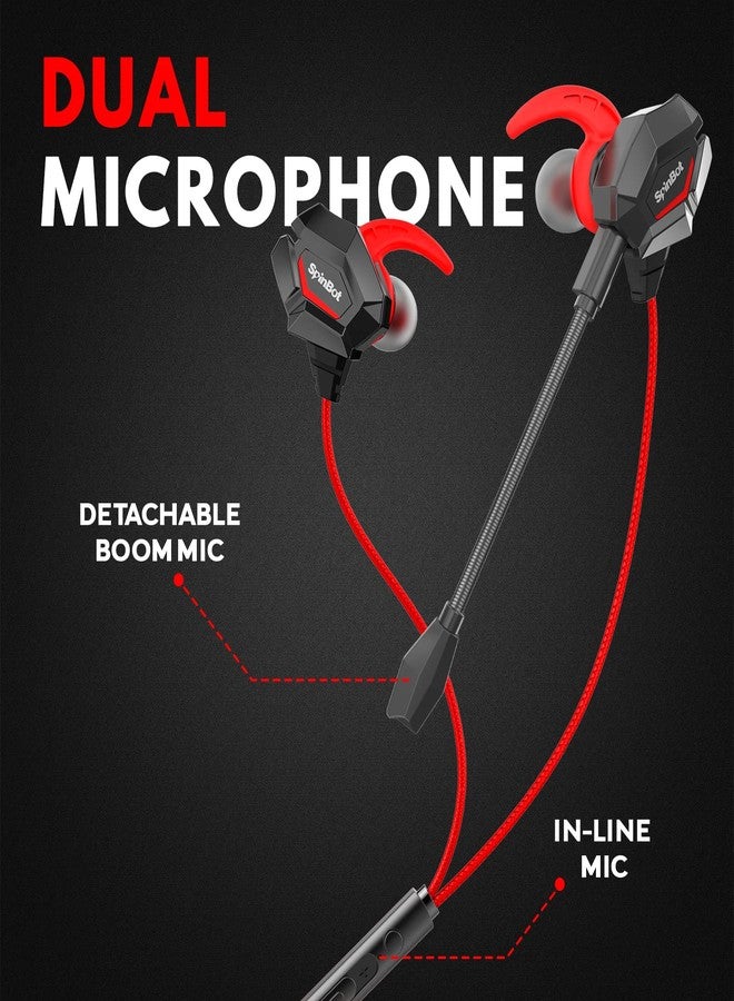 SpinBot سماعات SpinBot BattleBudz W20 للألعاب السلكية مع ميكروفون مزدوج | ميكروفون قابل للفصل، محركات مخصصة للألعاب بحجم 10 مم، أطراف أذن على شكل زعنفة سمكة القرش للهواتف المحمولة، الكمبيوتر/اللابتوب، Xbox One، PS4، PS5 (أحمر) - Image 2