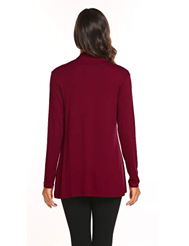 Newchoice Womens Casual Lightweight Long Sleeve Cardigan Sweaters Soft Drape Open Front Loose Kimono Coverups Cardigan Dusters (Wine Red, XL) - Image 5