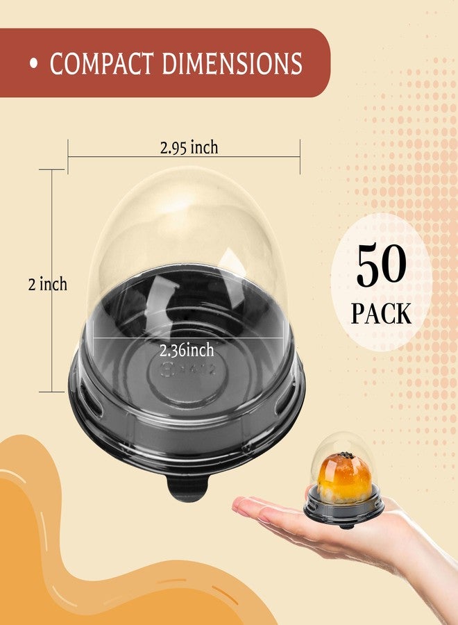 NPLUX Mini Individual Cupcake Container 2.8x2 IN Mini Cupcake Boxes Desk Pet Containers for Chocolate Covered Cookies, Mooncake(50 Pack, Black) - Image 3