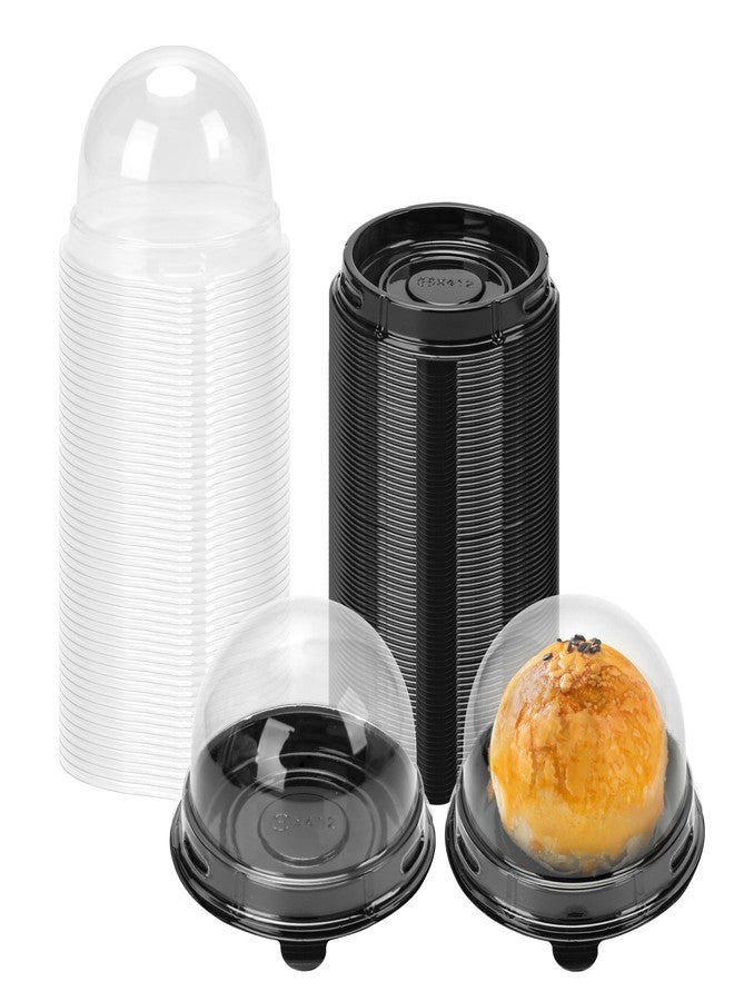 NPLUX Mini Individual Cupcake Container 2.8x2 IN Mini Cupcake Boxes Desk Pet Containers for Chocolate Covered Cookies, Mooncake(50 Pack, Black) - Image 1
