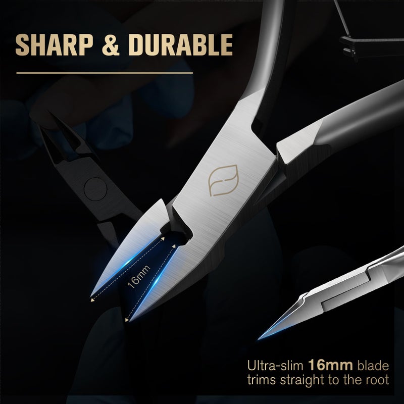 FERYES Ingrown Toenail Clippers Straight Blade Toe Nail Clippers for Thick Nails for Seniors, Stainless Steel Nail Clippers for Thick Toenails - Ultra-Slim 16mm Blade Fingernail Clippers - Image 3