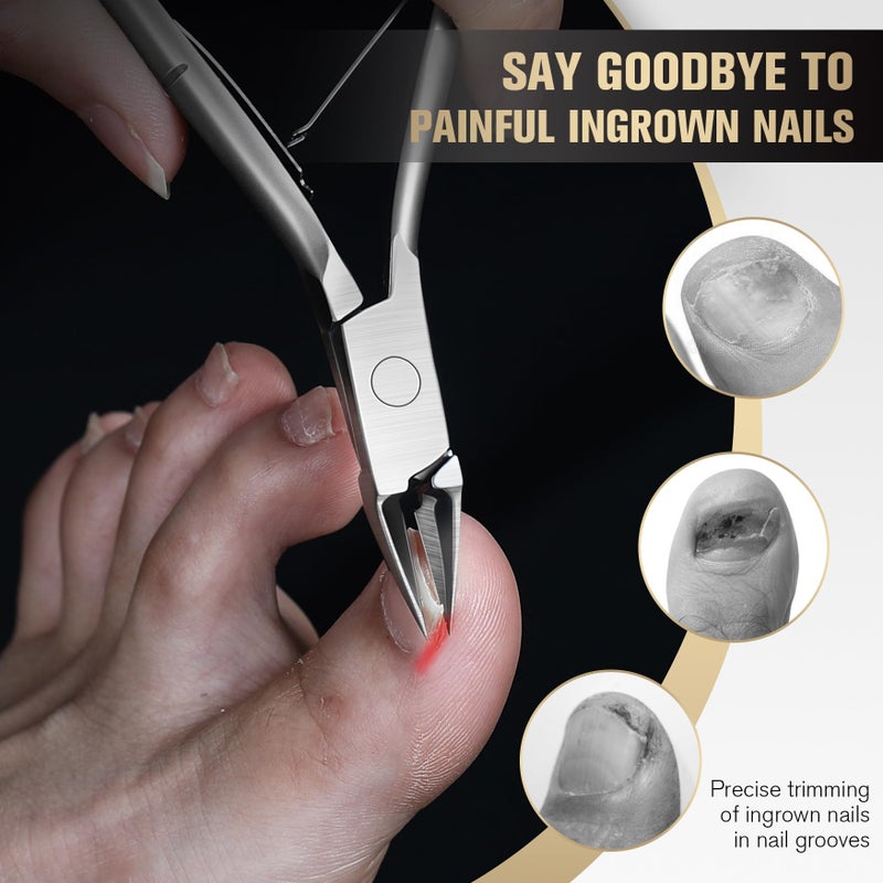 FERYES Ingrown Toenail Clippers Straight Blade Toe Nail Clippers for Thick Nails for Seniors, Stainless Steel Nail Clippers for Thick Toenails - Ultra-Slim 16mm Blade Fingernail Clippers - Image 2