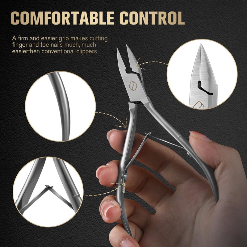 FERYES Ingrown Toenail Clippers Straight Blade Toe Nail Clippers for Thick Nails for Seniors, Stainless Steel Nail Clippers for Thick Toenails - Ultra-Slim 16mm Blade Fingernail Clippers - Image 4
