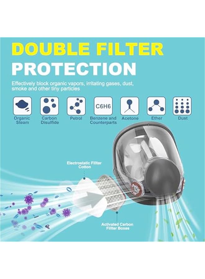 Arabest Full Face Respirator Mask Reusable,Full Face Cover Gas Mask with Double Filtration,for Painting,Dust,Carpentry,Welding and Other Work Protection  - Image 2