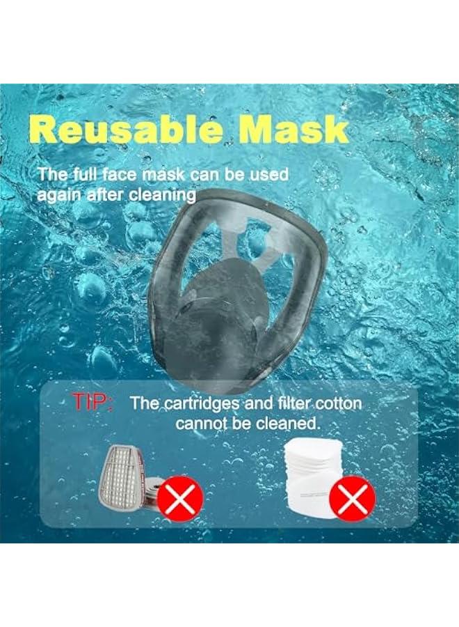 Arabest Full Face Respirator Mask Reusable,Full Face Cover Gas Mask with Double Filtration,for Painting,Dust,Carpentry,Welding and Other Work Protection  - Image 3