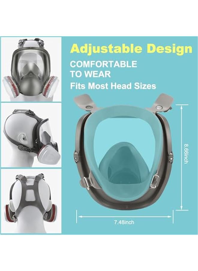 Arabest Full Face Respirator Mask Reusable,Full Face Cover Gas Mask with Double Filtration,for Painting,Dust,Carpentry,Welding and Other Work Protection  - Image 4