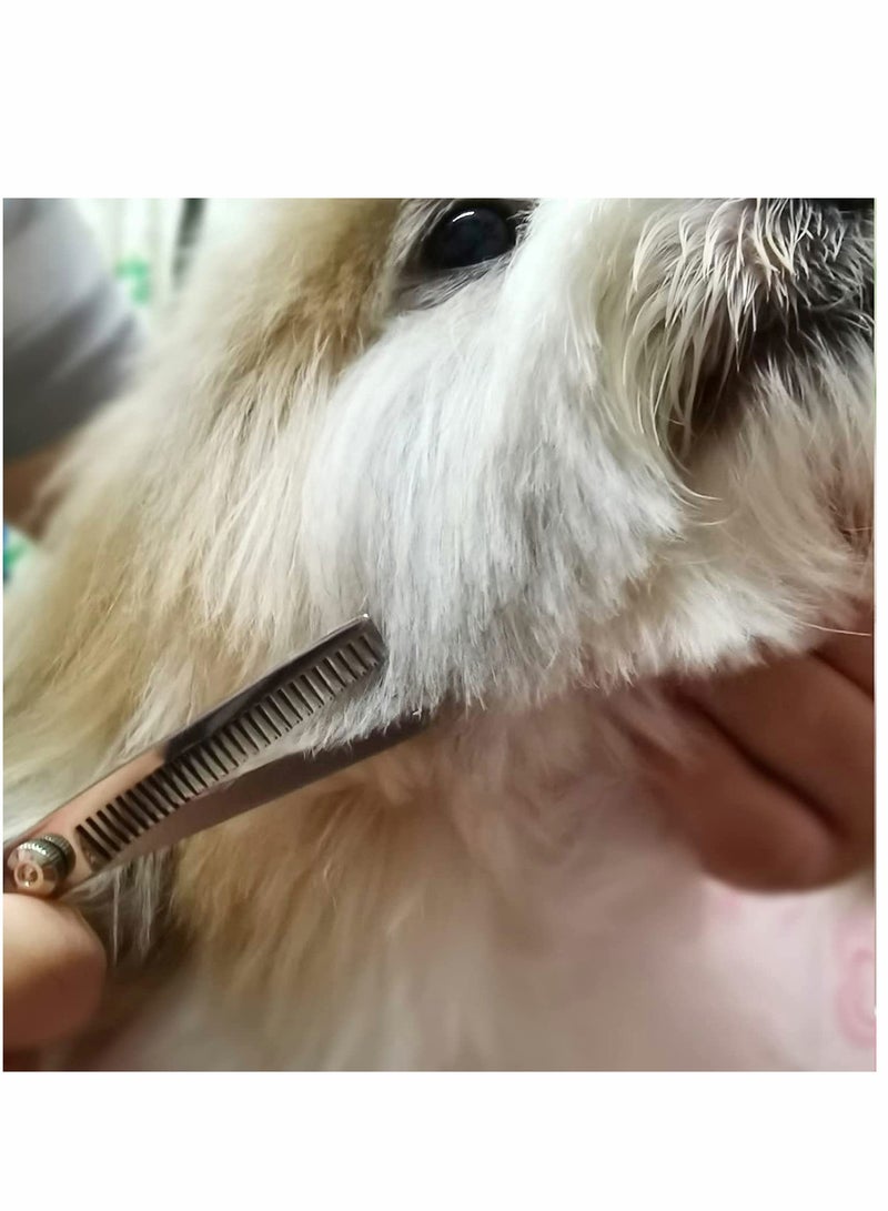 Excefore طقم مقصات لتجميل الكلاب مع نصائح دائرية آمنة مجموعة مقصات احترافية من الفولاذ المقاوم للصدأ مستقيم ومنحني ومشط للشعر الطويل والقصير للقطط والحيوانات الأليفة - Image 4