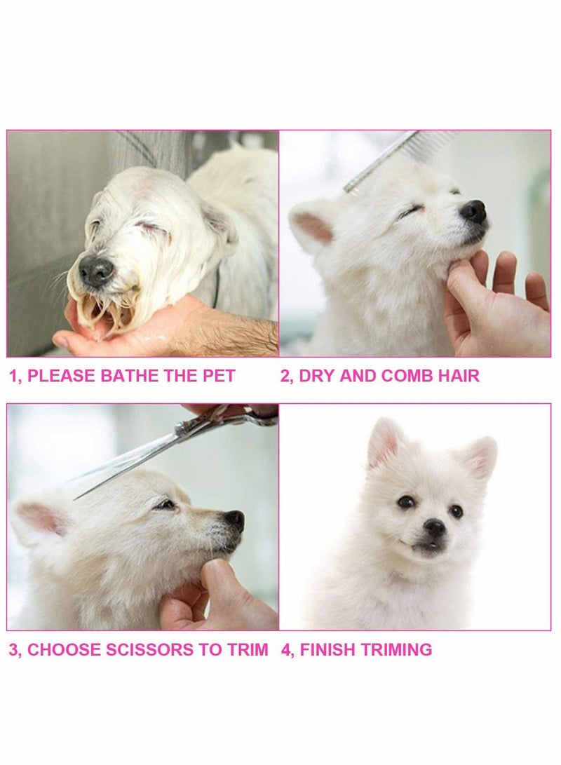 Excefore طقم مقصات لتجميل الكلاب مع نصائح دائرية آمنة مجموعة مقصات احترافية من الفولاذ المقاوم للصدأ مستقيم ومنحني ومشط للشعر الطويل والقصير للقطط والحيوانات الأليفة - Image 5