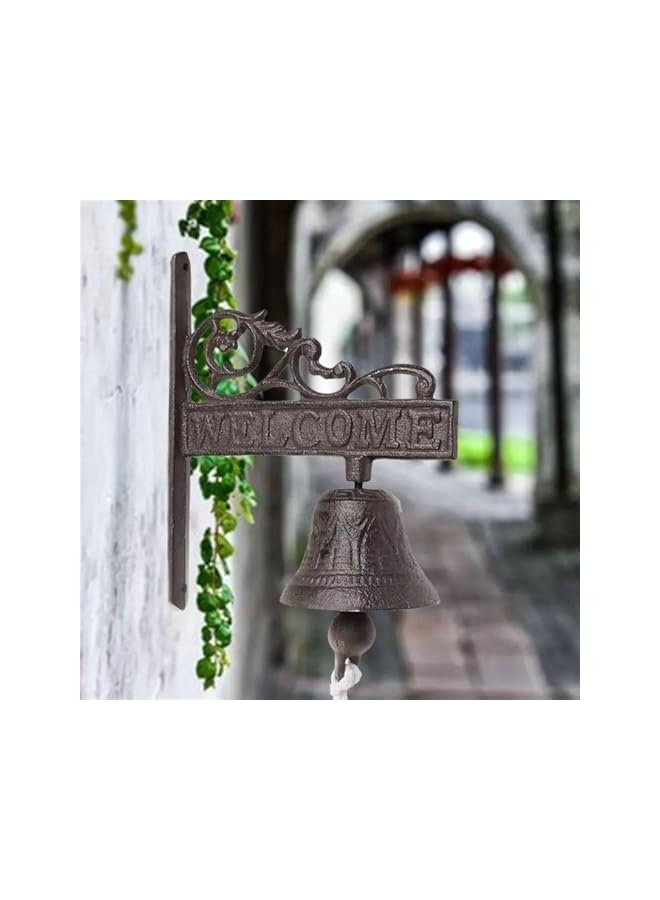 The Bros Outdoor Dinner Bell, Rustic Vintage Large Cast Iron Wall Mounted Metal Door Bell for Farm House Outside Decorative Accent Bells, Wall Clock, Iron Bells Creative Iron Decoration - Image 3