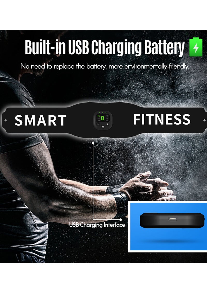 Loquat Smart Fitness Trainer Belt Electric Abs Stimulator Unisex Abdominal Muscle Trainer 6 Modes 10 Levels Intensity 15min Timing Built-in Battery with LED Display - Image 4