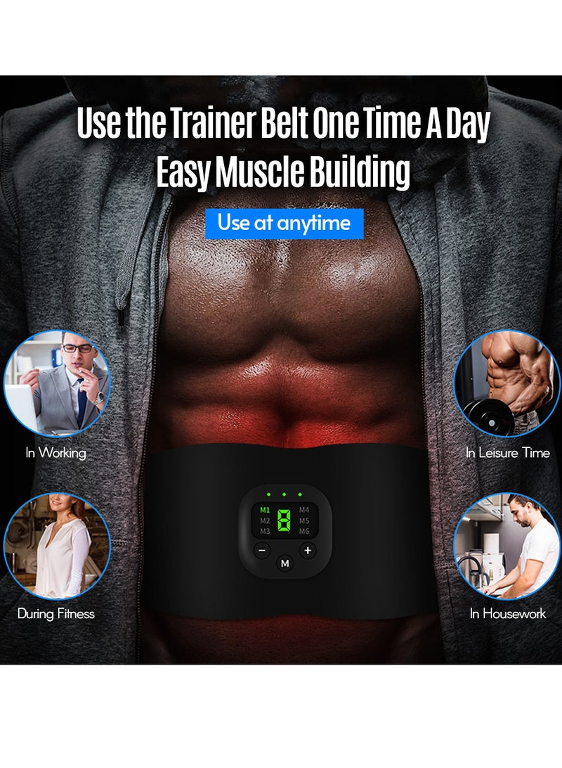 Loquat Smart Fitness Trainer Belt Electric Abs Stimulator Unisex Abdominal Muscle Trainer 6 Modes 10 Levels Intensity 15min Timing Built-in Battery with LED Display - Image 3