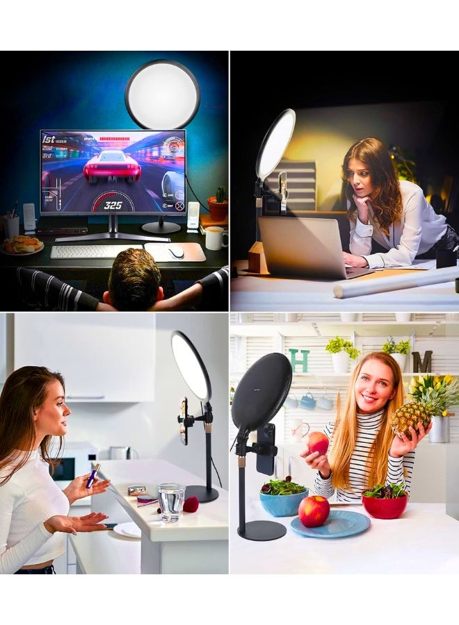 Chase Up Ring Light with Extendable Stand for Video Shooting, 10.5 inch Full-Screen Desk Ringlight for Laptop Mobile Phone, Dimmable LED Photography Light for Computer Zoom Meeting Live Streaming Selfie - Image 3