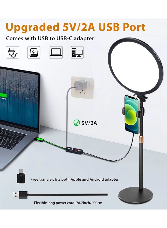 Chase Up Ring Light with Extendable Stand for Video Shooting, 10.5 inch Full-Screen Desk Ringlight for Laptop Mobile Phone, Dimmable LED Photography Light for Computer Zoom Meeting Live Streaming Selfie - Image 4