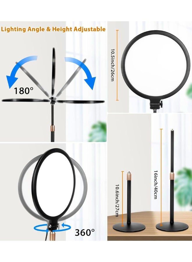 Chase Up Ring Light with Extendable Stand for Video Shooting, 10.5 inch Full-Screen Desk Ringlight for Laptop Mobile Phone, Dimmable LED Photography Light for Computer Zoom Meeting Live Streaming Selfie - Image 2