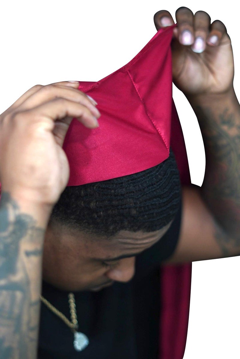 Veeta Superior Silk Durag - Smooth Silk Durag for Men & Women, Long Double Wide Straps, Outside Seam Triple Stitch Du Rag (Bloody Mary) - Image 4