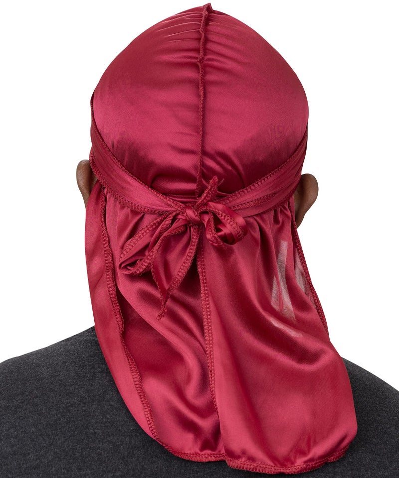 Veeta Superior Silk Durag - Smooth Silk Durag for Men & Women, Long Double Wide Straps, Outside Seam Triple Stitch Du Rag (Bloody Mary) - Image 2