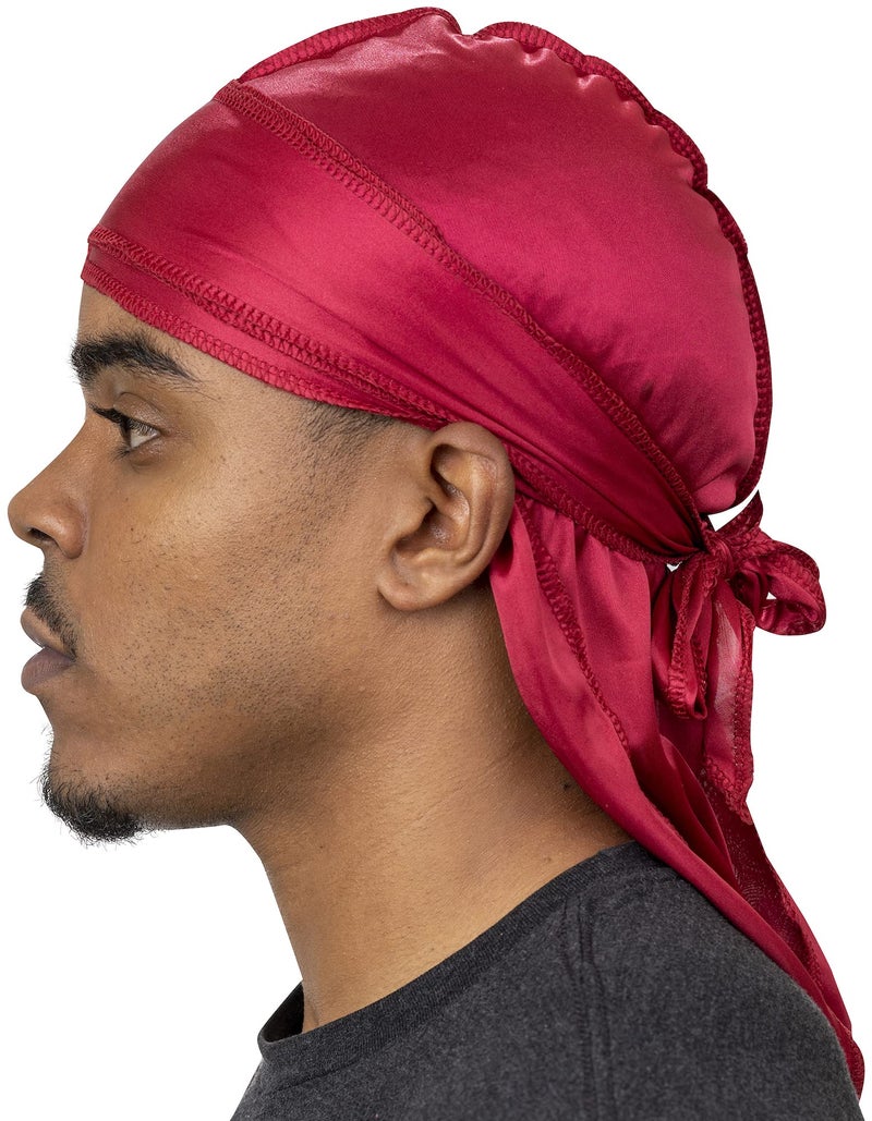 Veeta Superior Silk Durag - Smooth Silk Durag for Men & Women, Long Double Wide Straps, Outside Seam Triple Stitch Du Rag (Bloody Mary) - Image 1