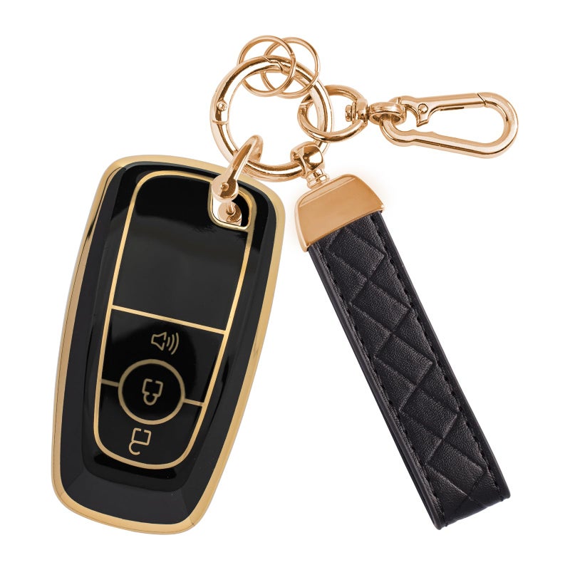 Rislobx 3 Buttons TPU Key Fob Cover for Ford, Key Fob Case for 2018 2019 2020 2021 2022 2023 2024 Ford Explorer F-150 Fusion Mustang Escape Edge Bronco Ranger Expedition (Black) - Image 1