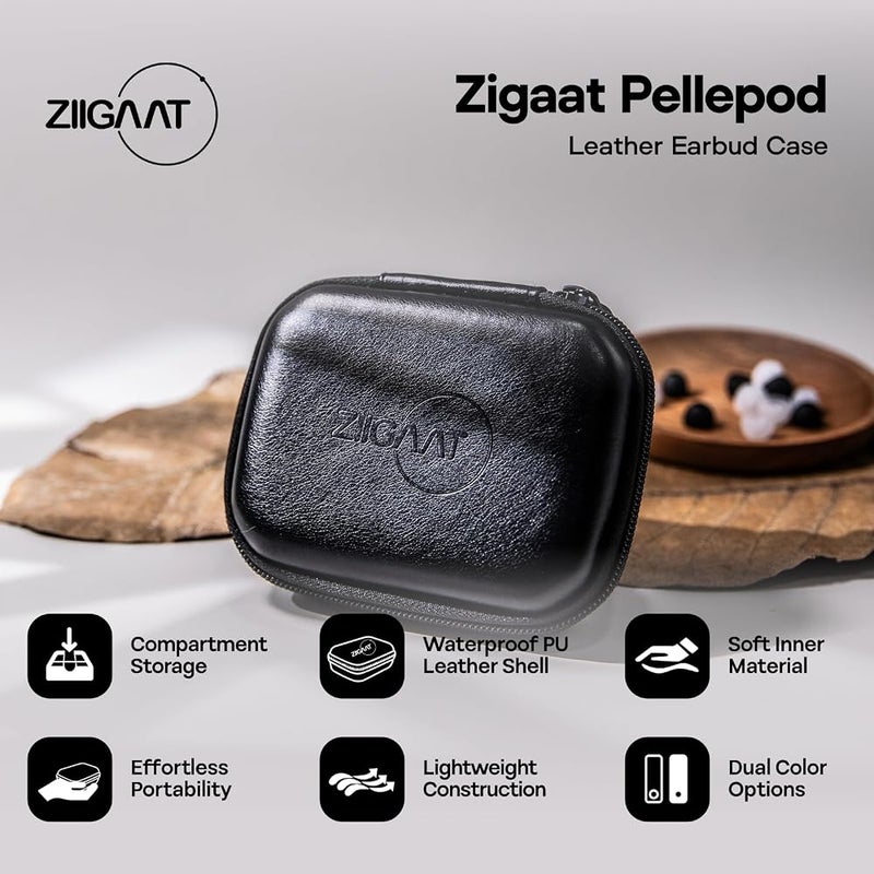 Linsoul ZiiGaat PELLEPOD Leather Earbud Case, Waterproof IEM Storage Box, Hard Carrying Bag, Protective Storage Box, Fit for Earphone ZS10 Pro, Zero: 2, EM6L, EW300, SuperMix 4, Orchestra Lite (Black) - Image 2