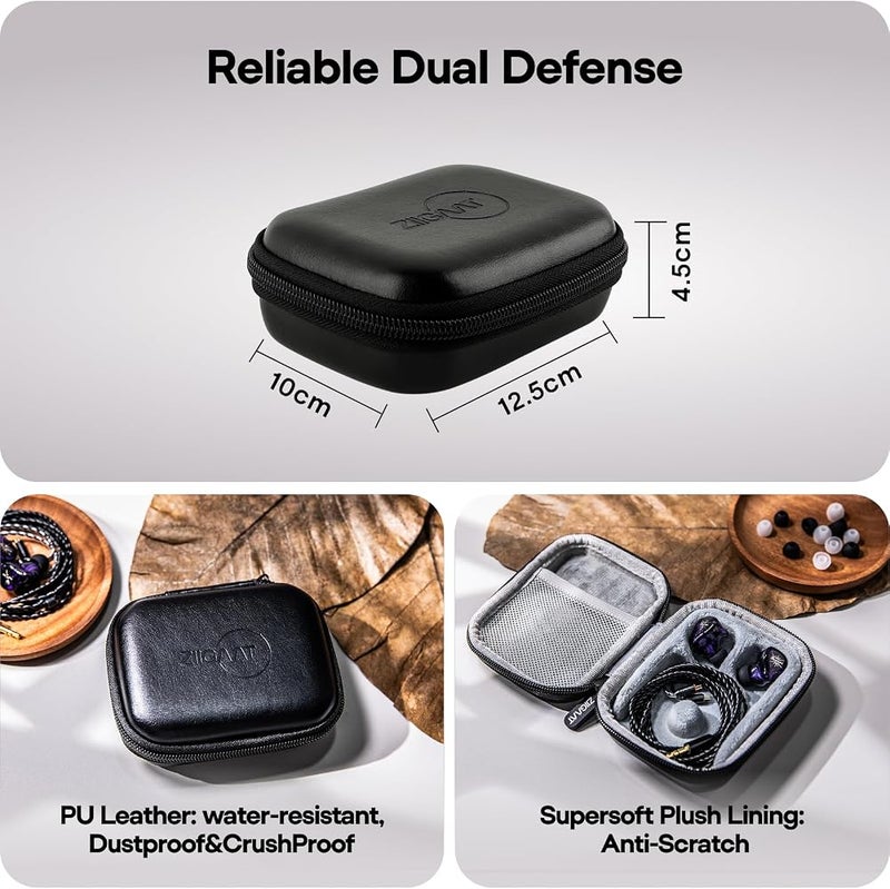Linsoul ZiiGaat PELLEPOD Leather Earbud Case, Waterproof IEM Storage Box, Hard Carrying Bag, Protective Storage Box, Fit for Earphone ZS10 Pro, Zero: 2, EM6L, EW300, SuperMix 4, Orchestra Lite (Black) - Image 4