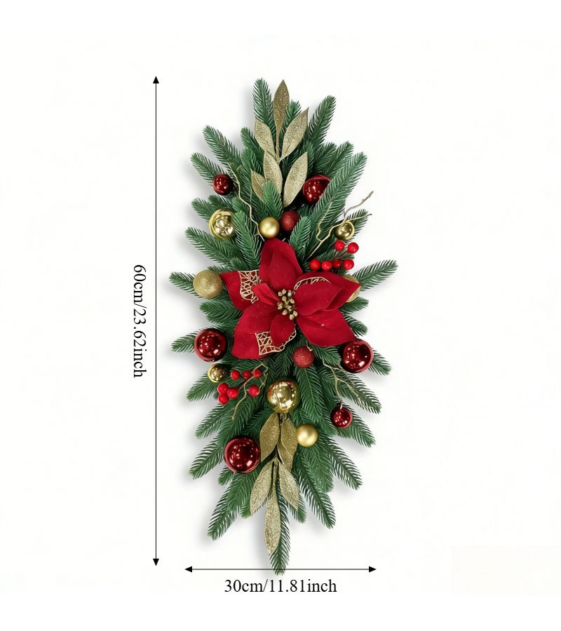 Nordic Style Artificial Flower Staircase Wreath In Green Durable Plastic Vine Garland For Home Entrance Balcony - Image 2