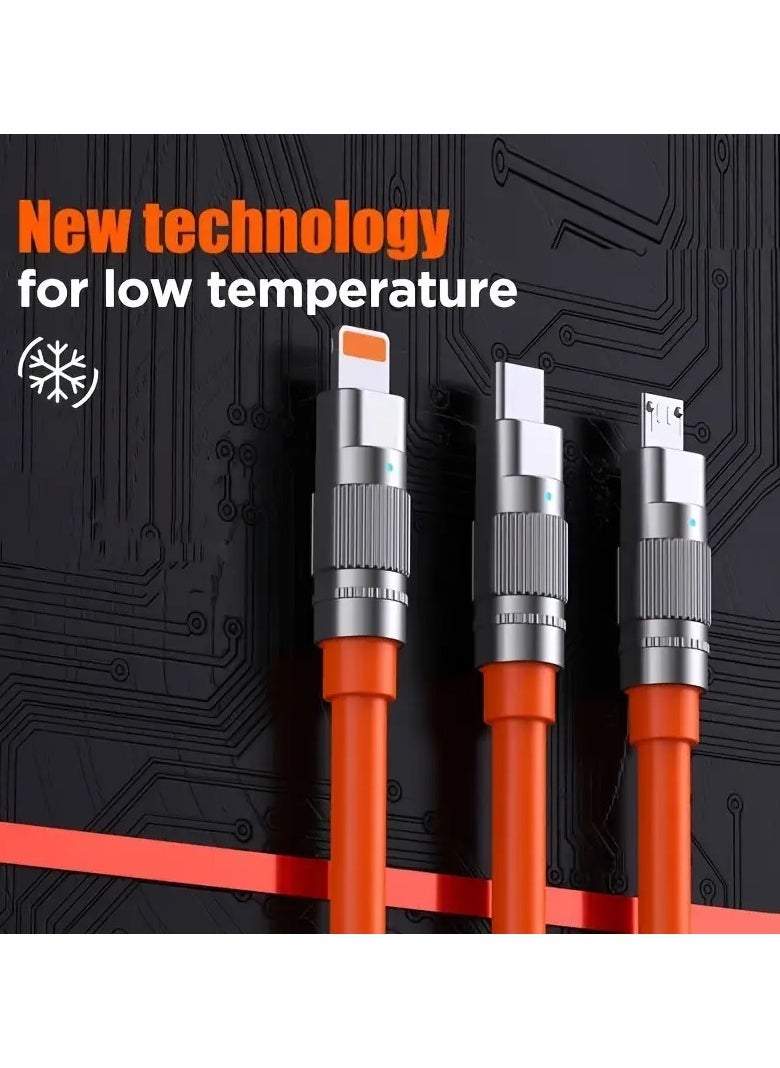 Home Clearance Sale - Versatile Charging Solution: Encounter Lightning-speed 120W Charging With Our All-in-one USB Type-C Charging Cable. Perfect For IPhones, Android Devices, And Tablets, This Cable Facilitates A/C To Phone And Type C Connections To Ensure Effective Charging. - Image 1
