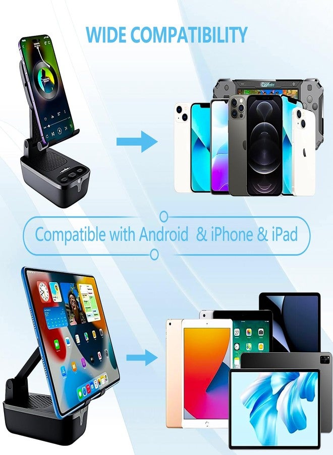 كوميزو مكبر صوت لاسلكي بتقنية الحث من كوميسو، هدية عيد ميلاد للنساء والرجال، حامل هاتف مزود بمكبر صوت، حامل هاتف مزود بتقنية بلوتوث لاسلكية متوافق مع أجهزة آيفون/آيباد/سامسونج جالاكسي - Image 5