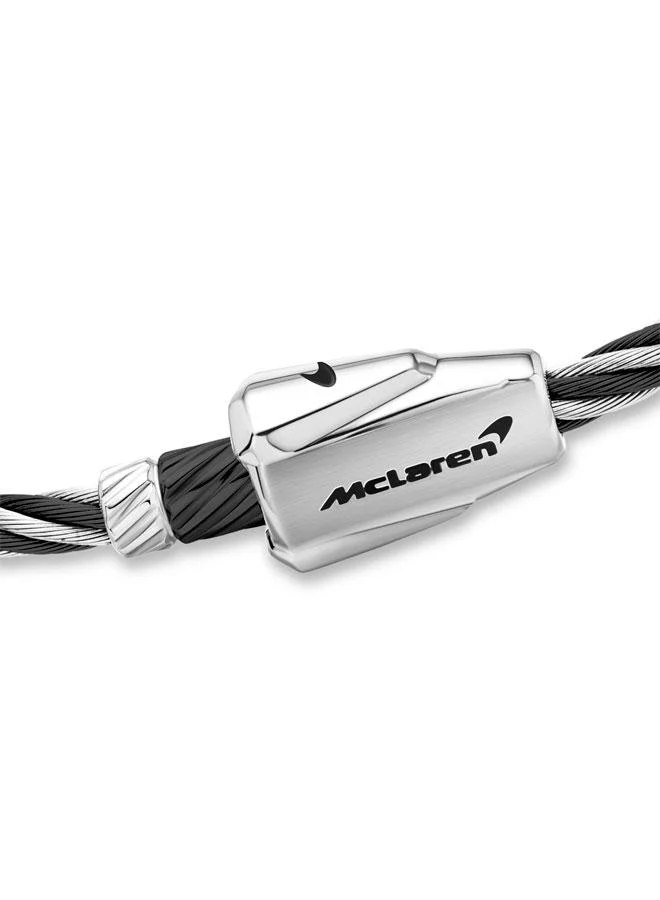 McLaren Torque Stainless Steel Silver and Black Bracelet for Men
