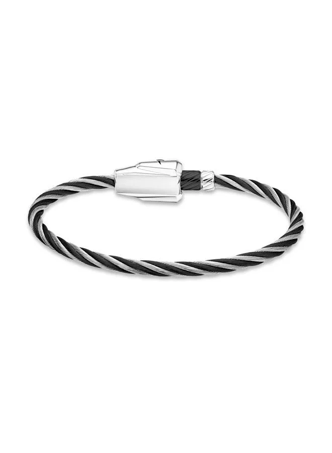 McLaren Torque Stainless Steel Silver and Black Bracelet for Men