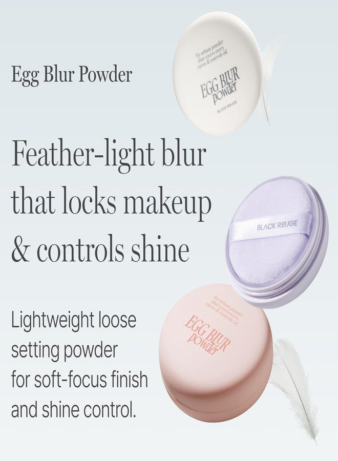 BLACK ROUGE, Egg Blur Powder, EP02 Nu peach, Loose Face Powder, Korean Makeup Oil Control Compact with Puff, Lightweight Long-Lasting Setting Powder in White, Peach & Purple, 0.17oz - Image 2