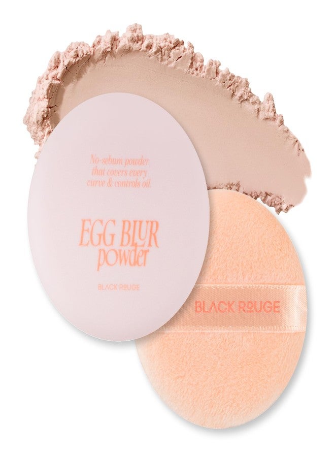BLACK ROUGE, Egg Blur Powder, EP02 Nu peach, Loose Face Powder, Korean Makeup Oil Control Compact with Puff, Lightweight Long-Lasting Setting Powder in White, Peach & Purple, 0.17oz - Image 1