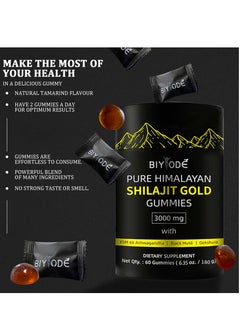 BIYODE Pure Himalayan Shilajit Gummies Gold  Lab Tested  No Added Sugar  Ashwagandha Gokshura Fulvic Acid  60 Trace Minerals  for Men Women  Non-GMO  100% Natural  Organic  60 Gummy  - Image 5