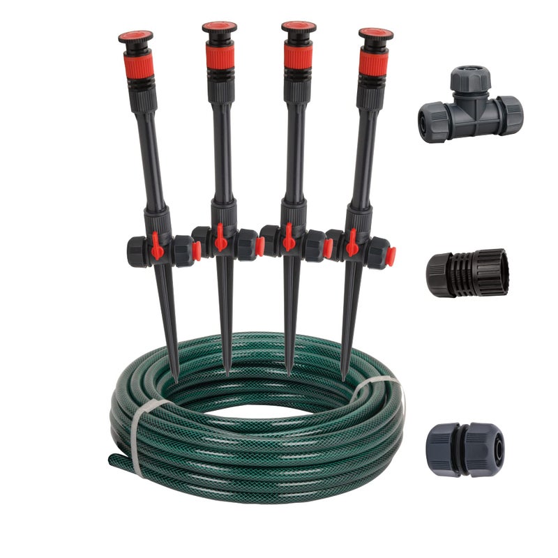 Eden 98063 MultiAdjustable Flex Design Above Ground Irrigation Garden Sprinkler System Sprinkler Hose DIY Plant Watering Set