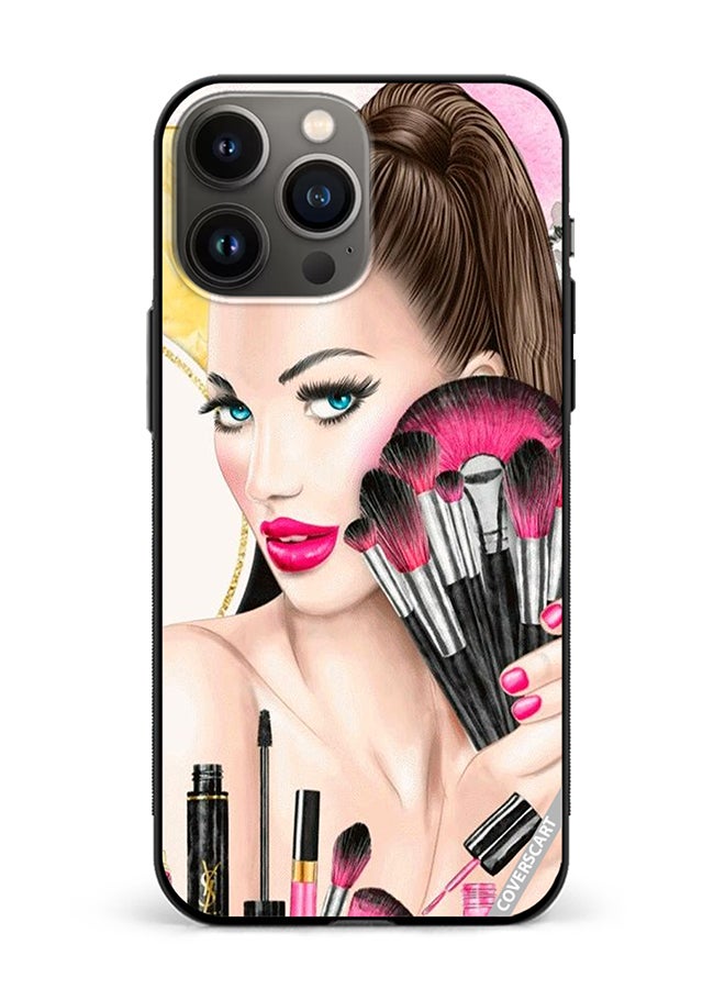 COVERSCART Protective Case Cover For Apple iPhone 14 Pro Makeup Girl Holding Brush Design Multicolour