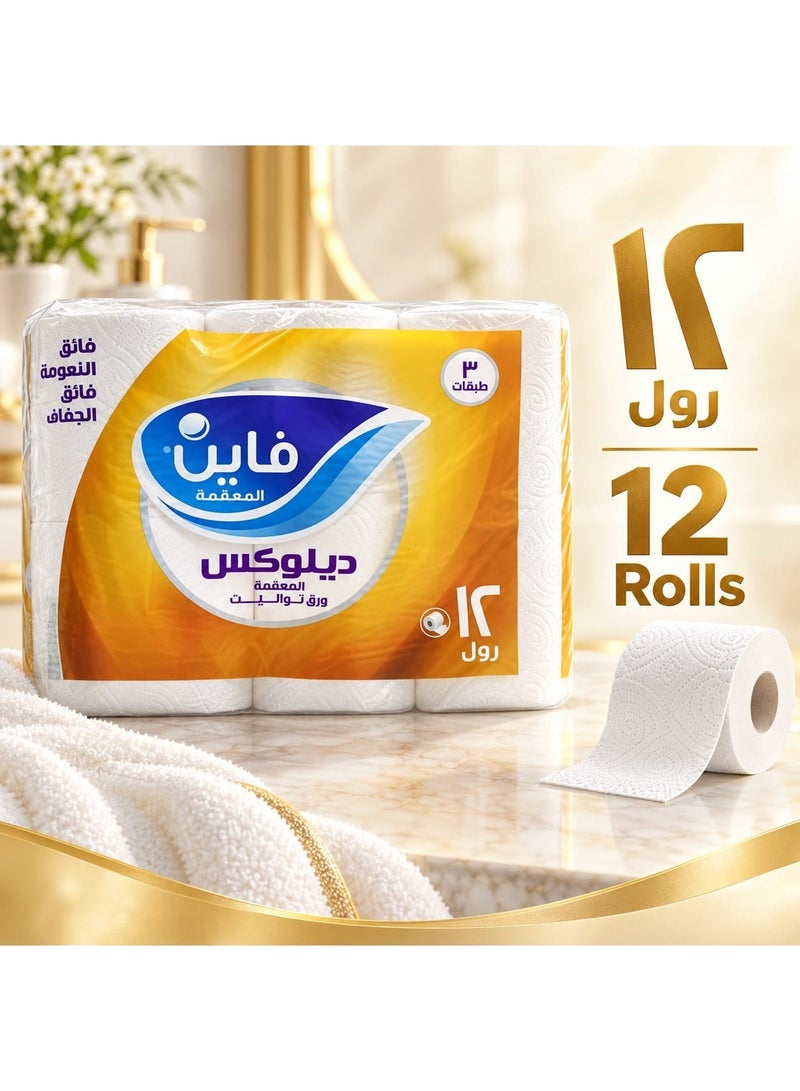 Fine Deluxe Toilet Paper 3 Ply 140 Sheets * 12 Rolls - Image 3