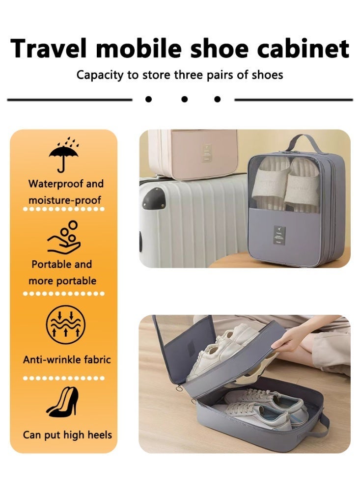 Travel shoe bag that holds 3 pairs of shoes, suitable for both men and women. Zippered shoe storage bag, perfect for travel and everyday use as a carry-on accessory - Image 2