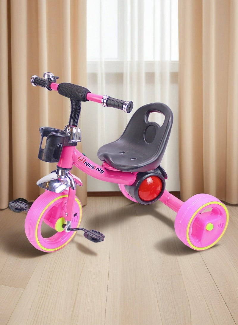 EASY FUTURE Children’s Baby Cycle Tricycle Ride-On Toy with LED Lights, Music & Storage Basket (Red/Blue/Pink) - Image 5