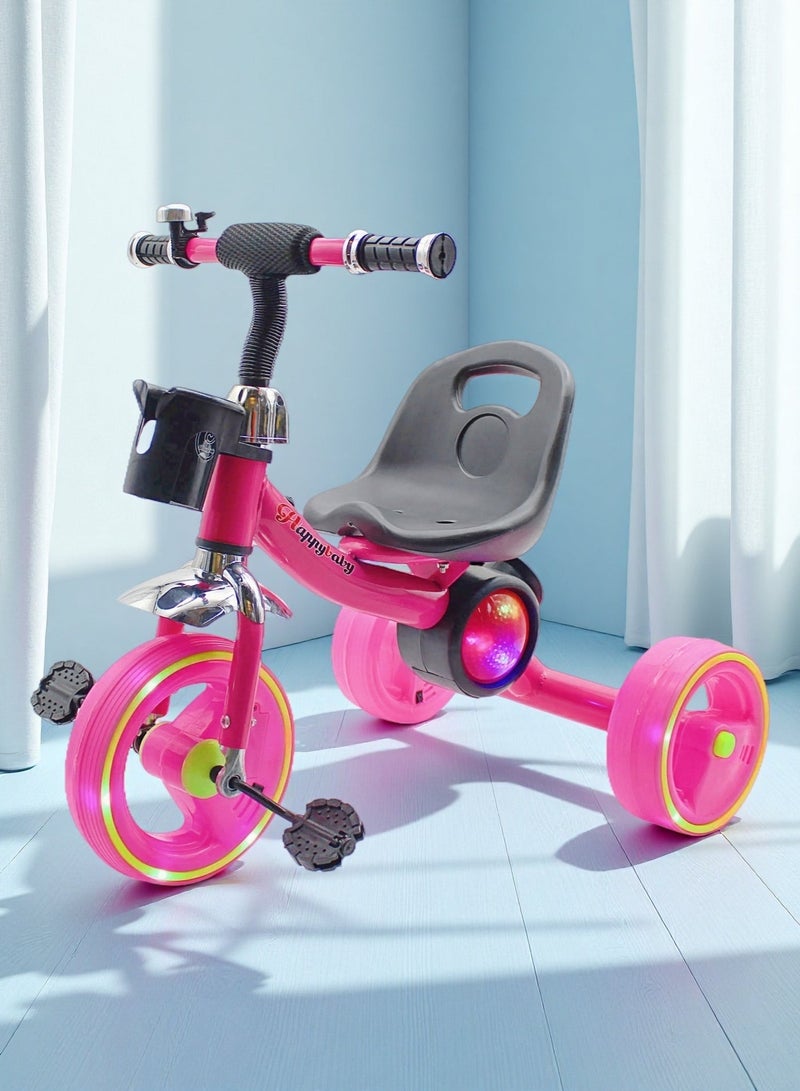 EASY FUTURE Children’s Baby Cycle Tricycle Ride-On Toy with LED Lights, Music & Storage Basket (Red/Blue/Pink) - Image 4