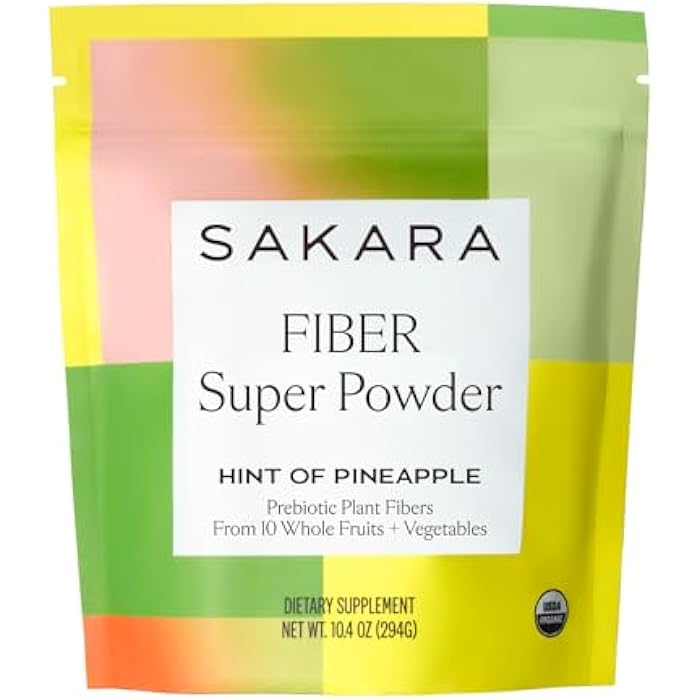SAKARA Fiber Super Powder - Pineapple Flavor Prebiotic Fiber Powder, High Fiber & Digestive Enzymes Organic Fiber Supplement Powder, Daily Fiber Drink, Acacia Fiber Powder - Image 1