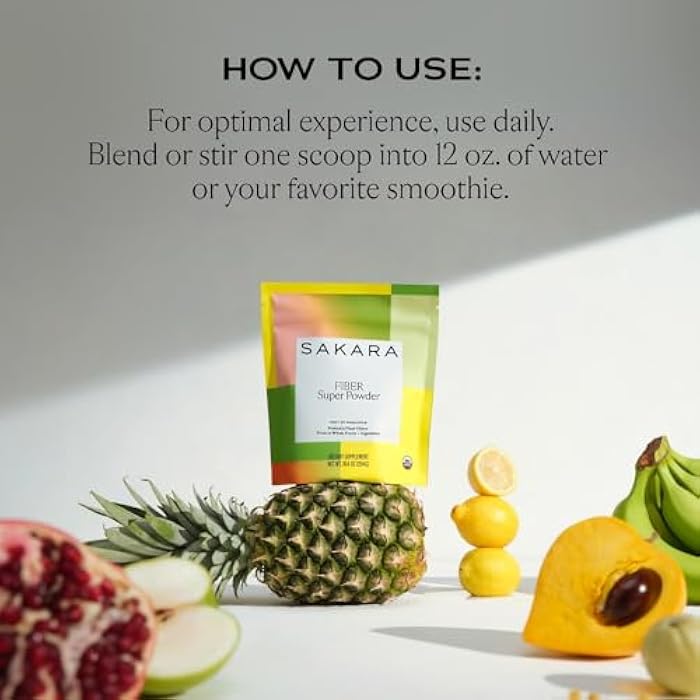 SAKARA Fiber Super Powder - Pineapple Flavor Prebiotic Fiber Powder, High Fiber & Digestive Enzymes Organic Fiber Supplement Powder, Daily Fiber Drink, Acacia Fiber Powder - Image 5