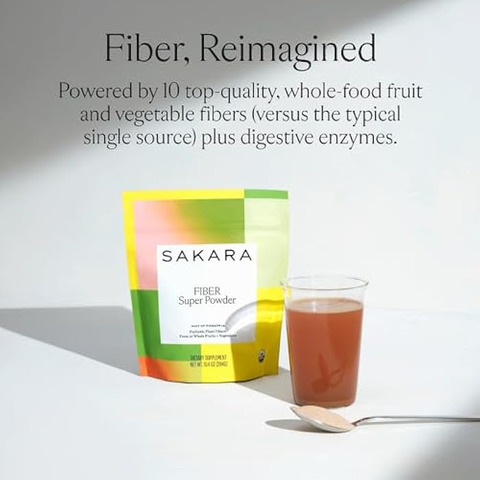 SAKARA Fiber Super Powder - Pineapple Flavor Prebiotic Fiber Powder, High Fiber & Digestive Enzymes Organic Fiber Supplement Powder, Daily Fiber Drink, Acacia Fiber Powder - Image 3