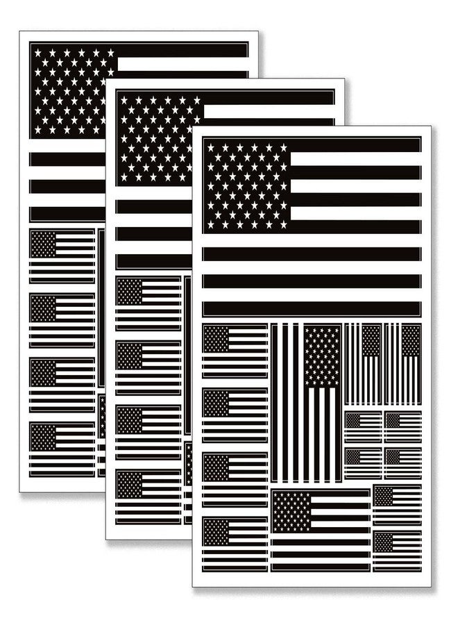 QQSD Black USA Flag Sticker US American Decal in Multiple Sizes,3 Pack, 11.7 x 8.3 Inches - Image 1